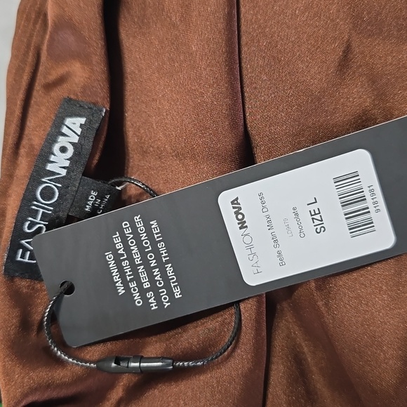 Fashion Nova One-Shoulder Pleated Gown in ChocolateBrown Style: Belle Satin Maxi - Picture 5 of 5